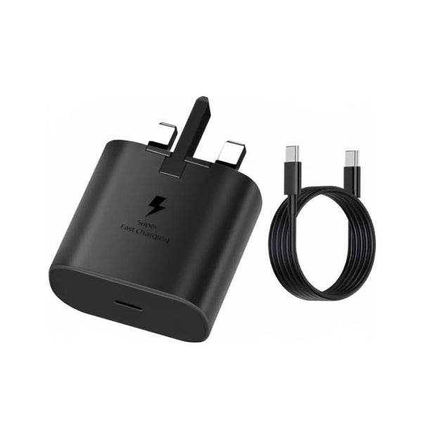شاحن من سامسونج (45 واط) مع كابل 5 أمبير USB-C إلى USB-C (1.8 متر) أسود