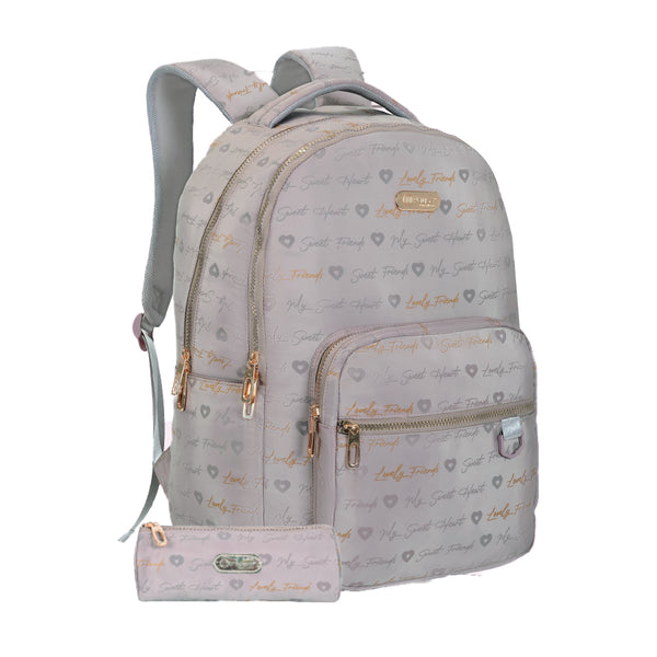 pause lovely friends Backpack school 2025 design with pen pouch